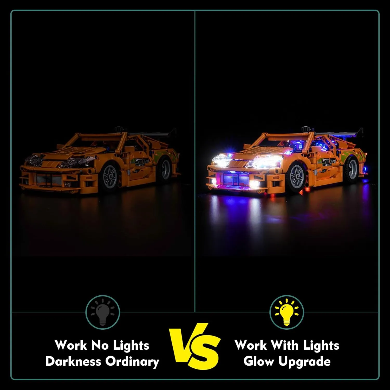 Light kit Compatible with Lego 42204 Fast and Furious Toyota Supra MK4 - No Model Only Light, LED Lighting Accessories Compatible with Lego Toyota Supra MK4 (The Fast and The Furious) 42204