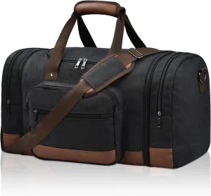 Litvyak Duffle Bag for Travel, Canvas Travel Duffel Bags Overnight Weekend Gym Carry On Luggage Bag for Men & Women(Black)