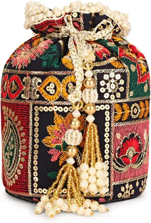 LONGING TO BUY Indian Sequence Potli Bag For Women, Wedding Potli Bags For Women, Ethnic Potli Bags For Enagement Party