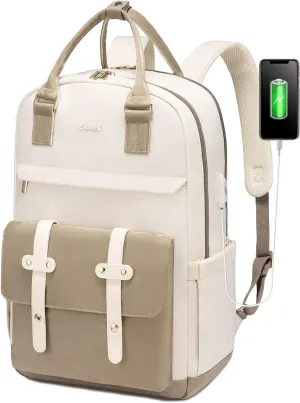 LOVEVOOK Laptop Backpack for Women, 17.3 Inch Laptop Bag with USB Charging Port, Fashion Water Resistant Daypacks Teacher Nurse Stylish Travel Bags Vintage Computer Backpack for College, Work