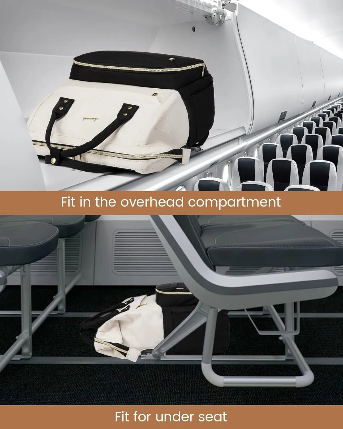 LOVEVOOK Laptop Backpack for Women Fashion Business Computer Backpacks Travel Bags Purse Doctor Nurse Work Backpack with USB Port, Fits 17-Inch Laptop Beige-Black