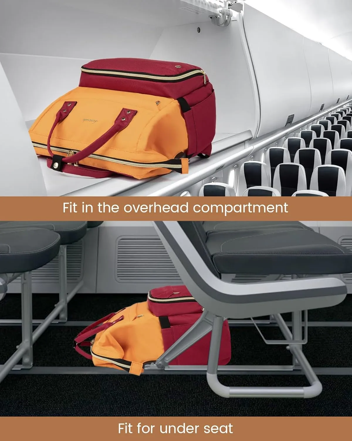 LOVEVOOK Laptop Backpack for Women, Fashion Travel Computer Business Bags, Doctor Nurse Backpack Purse For Work with USB Port, Fits 17-Inch Laptop, Orange-Wine Red