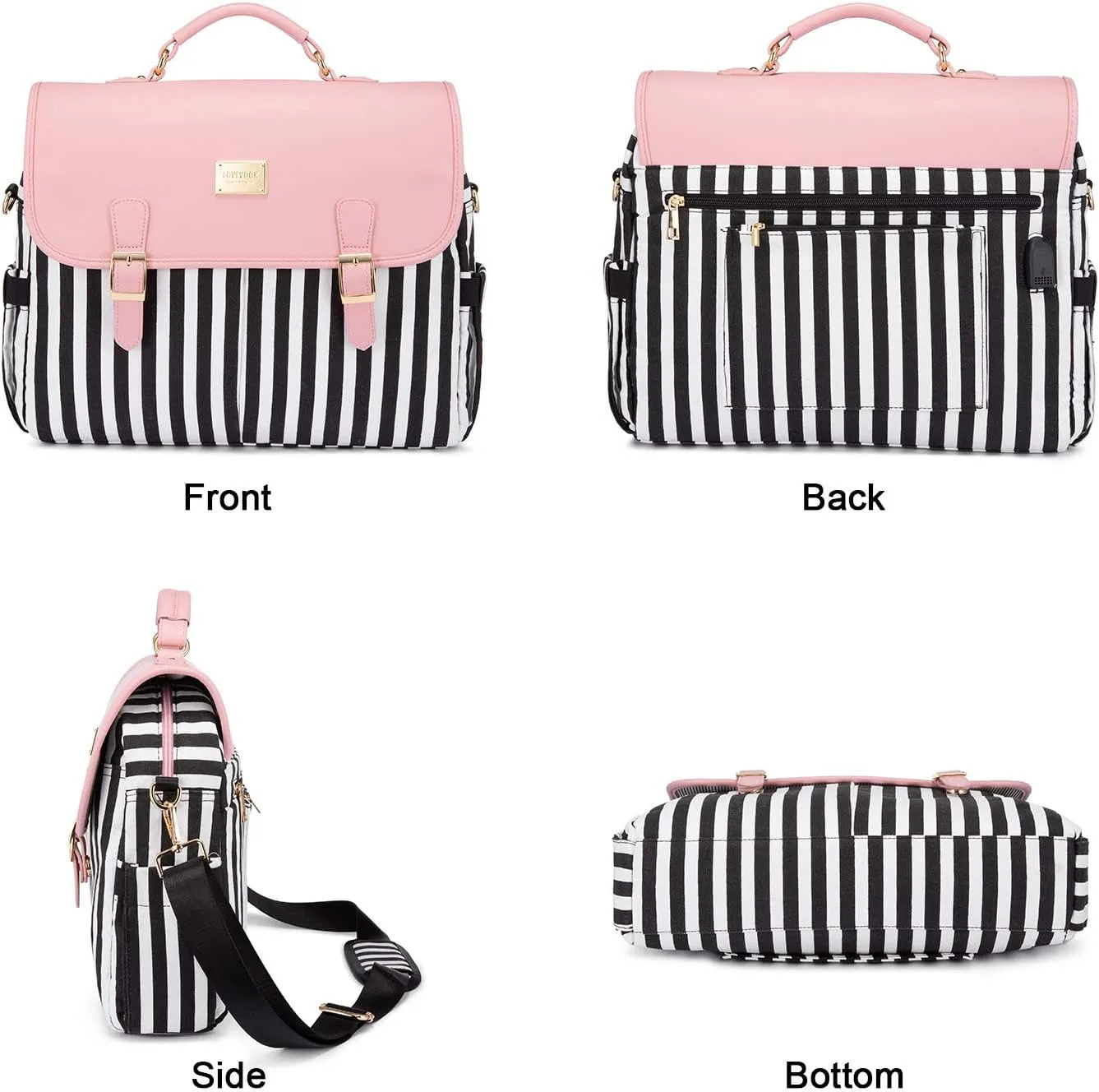 LOVEVOOK Laptop Bag for Women Large Capacity Computer Bags Cute Messenger Bag Briefcase Business Work Bags Purse, 15.6inch, Pink-Pro