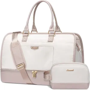 LOVEVOOK Travel Duffel Bag For Women, Weekender Bags With Shoe Compartment, Air Approved Overnight Carry-on Bags With Wet Pocket, Gym Tote Bag, Hospital Bag, 2Pcs