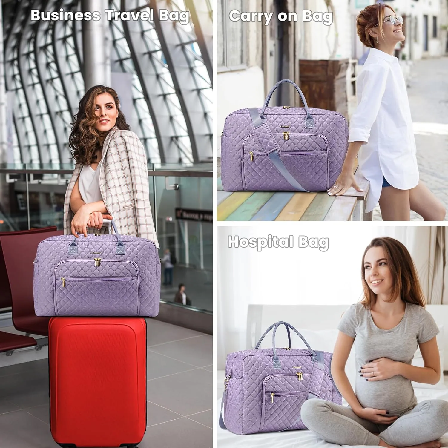 LOVEVOOK Travel Duffle Bag, Weekender Bag for Women with Toiletry Bag Carry on Overnight Bag with Laptop Compartment, Yoga Gym Bag with Wet Pocket Shoe Bag, Hospital Bag for Labor and Delivery