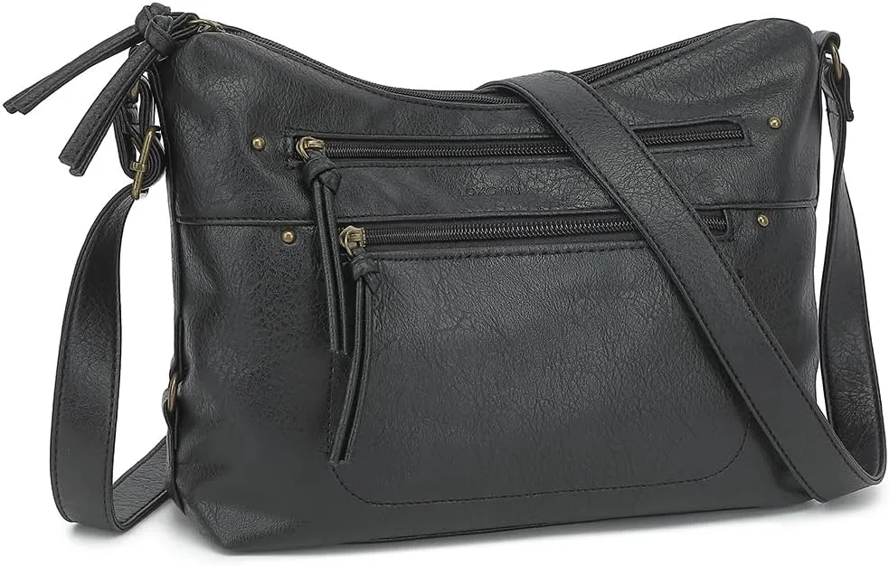 LOXOMU Medium Crossbody Bags for Women, Vegan Leather Crossbody Purse with Milti-pocket Trendy Shoulder Handbag for Travel