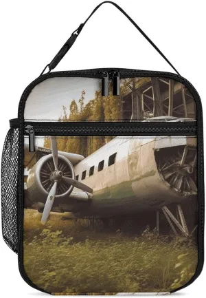 Lunch Bag Abandoned Plane Lunch Box Portable Lunchbox Lunch Tote Bag Small Leakproof Cooler for Work Picnic Travel