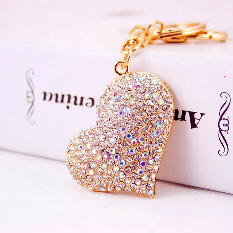Luxury Rhinestone Love Heart Keychain