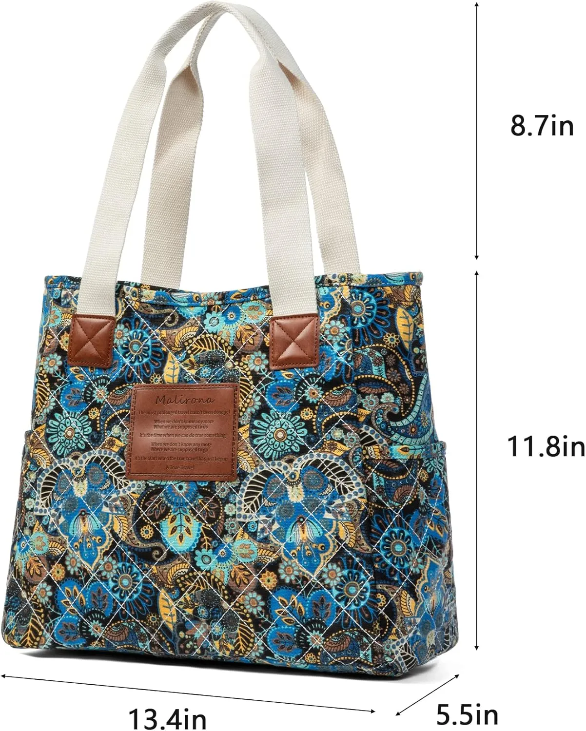 Malirona Women Canvas Tote Bag, Zipper Casual Tote's Handbag Large Capacity Shoulder Bag for Office Shopping Travel