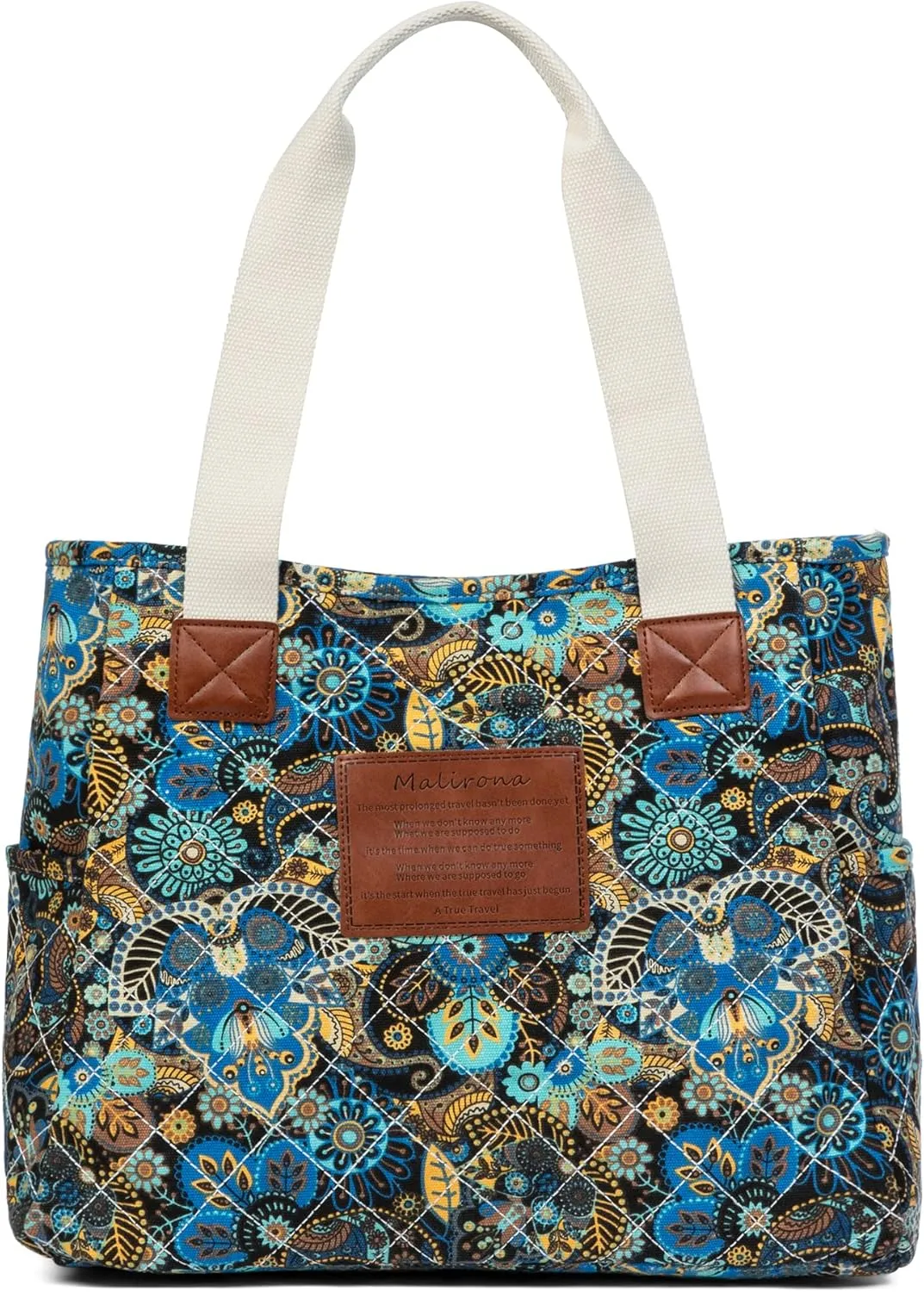 Malirona Women Canvas Tote Bag, Zipper Casual Tote's Handbag Large Capacity Shoulder Bag for Office Shopping Travel