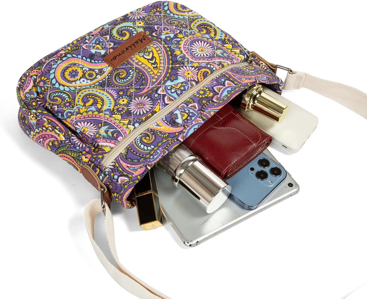 Malirona Women 's Durable Floral Crossbody Bag Canvas Messenger Handbag Multi Pocket Travel Satchel Purse