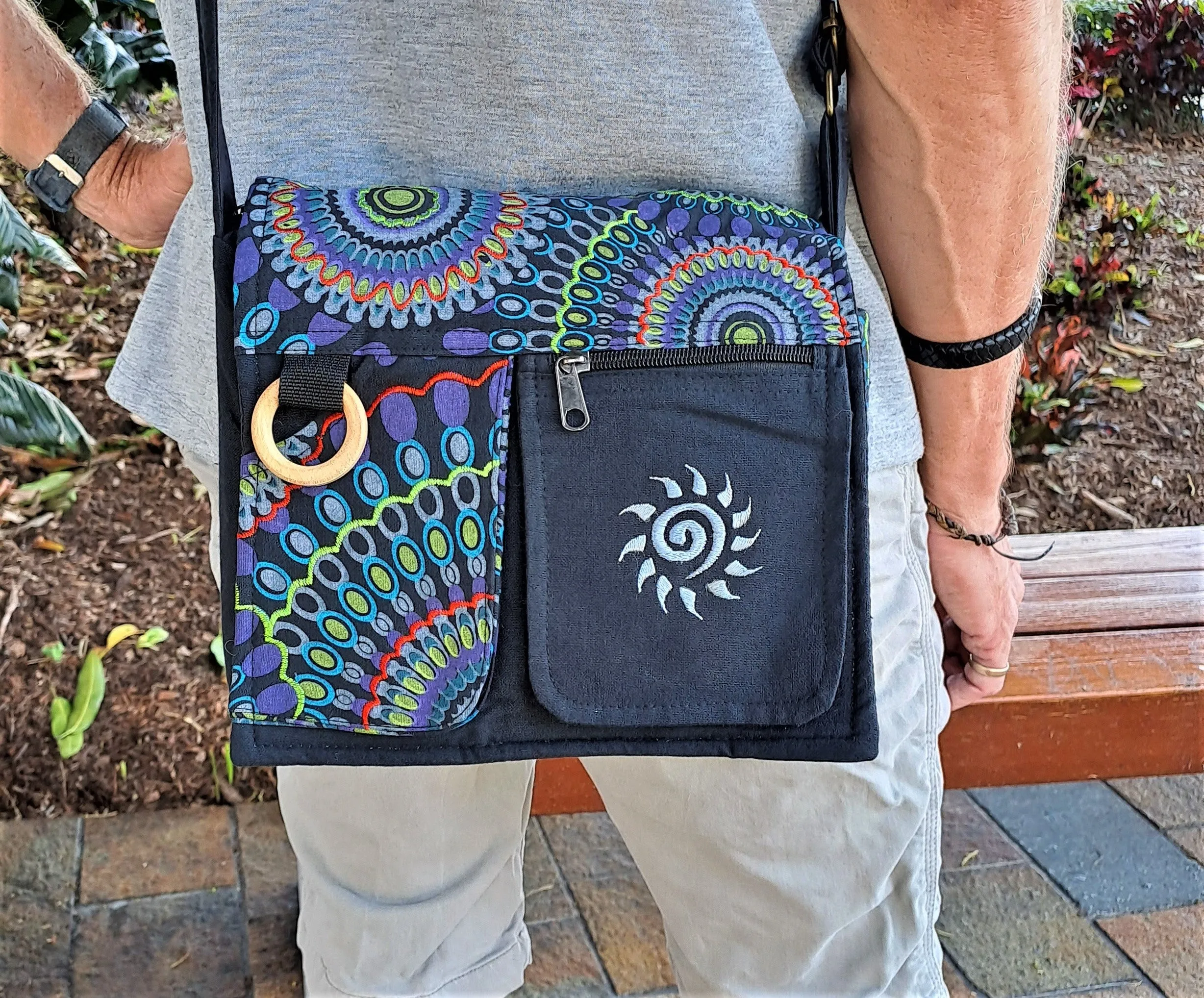 Mandala Cotton Crossbody Bag Large Nepalese