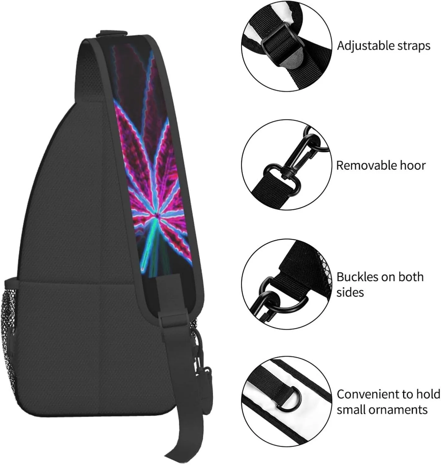 Marijuana Leaf Leaves Chest Bags Crossbody Sling Bag Shoulder Bag Travel Hiking Daypack For Men Women