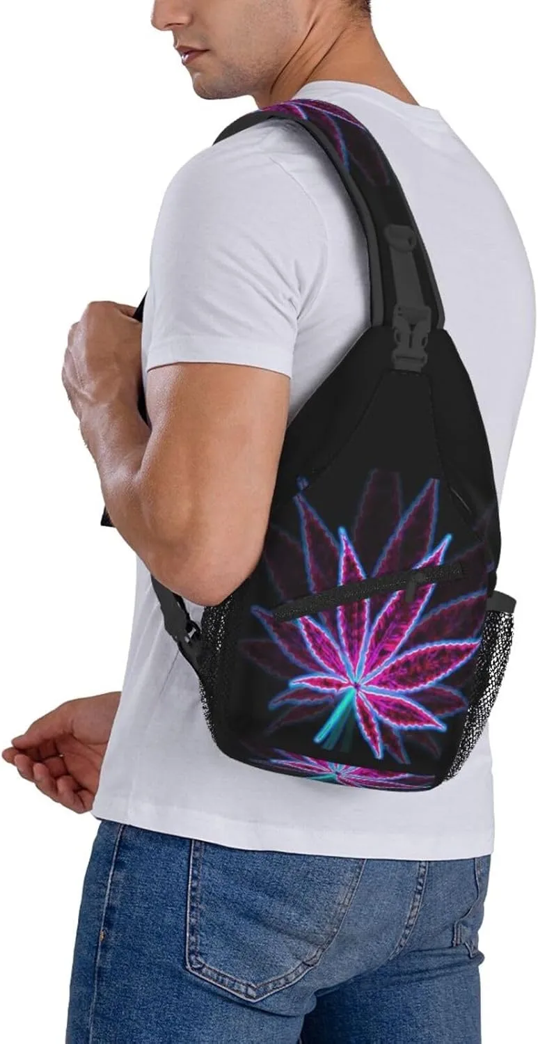 Marijuana Leaf Leaves Chest Bags Crossbody Sling Bag Shoulder Bag Travel Hiking Daypack For Men Women