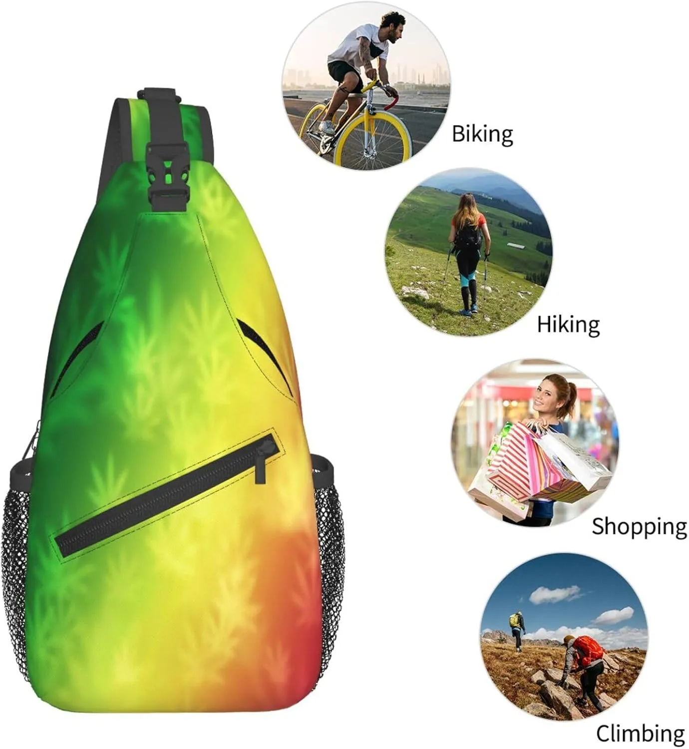 Marijuana Leaf Leaves Chest Bags Crossbody Sling Bag Shoulder Bag Travel Hiking Daypack For Men Women