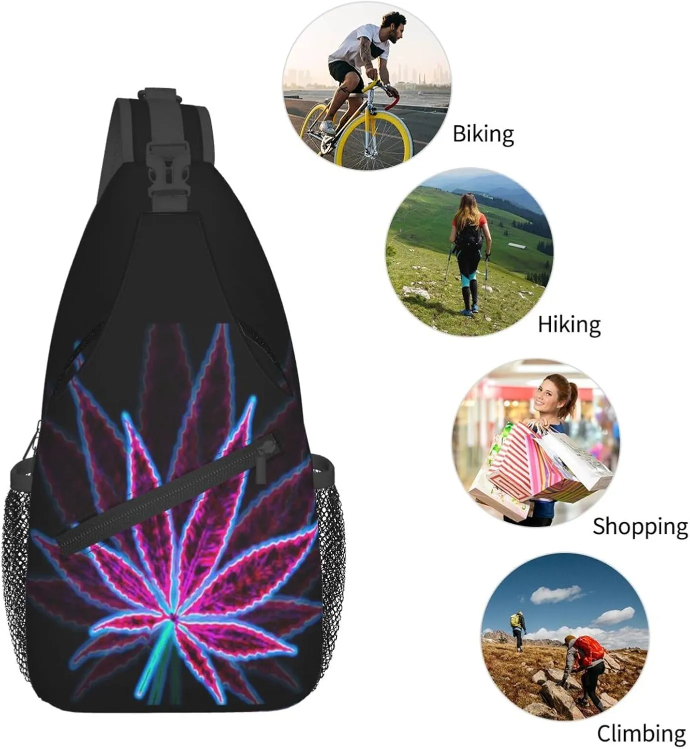 Marijuana Leaf Leaves Chest Bags Crossbody Sling Bag Shoulder Bag Travel Hiking Daypack For Men Women