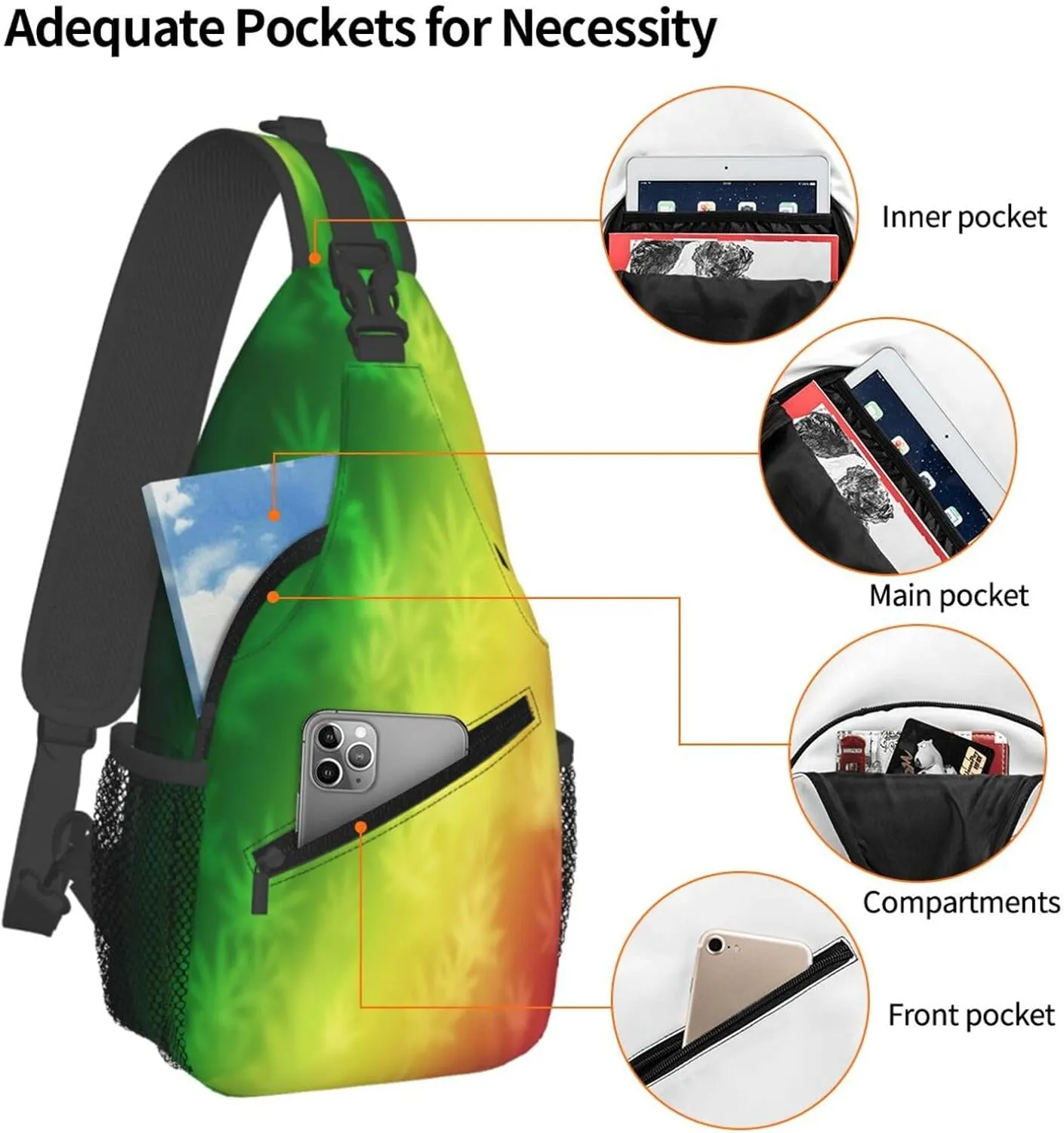 Marijuana Leaf Leaves Chest Bags Crossbody Sling Bag Shoulder Bag Travel Hiking Daypack For Men Women