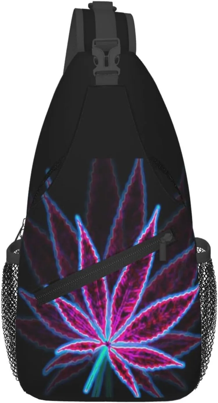 Marijuana Leaf Leaves Chest Bags Crossbody Sling Bag Shoulder Bag Travel Hiking Daypack For Men Women