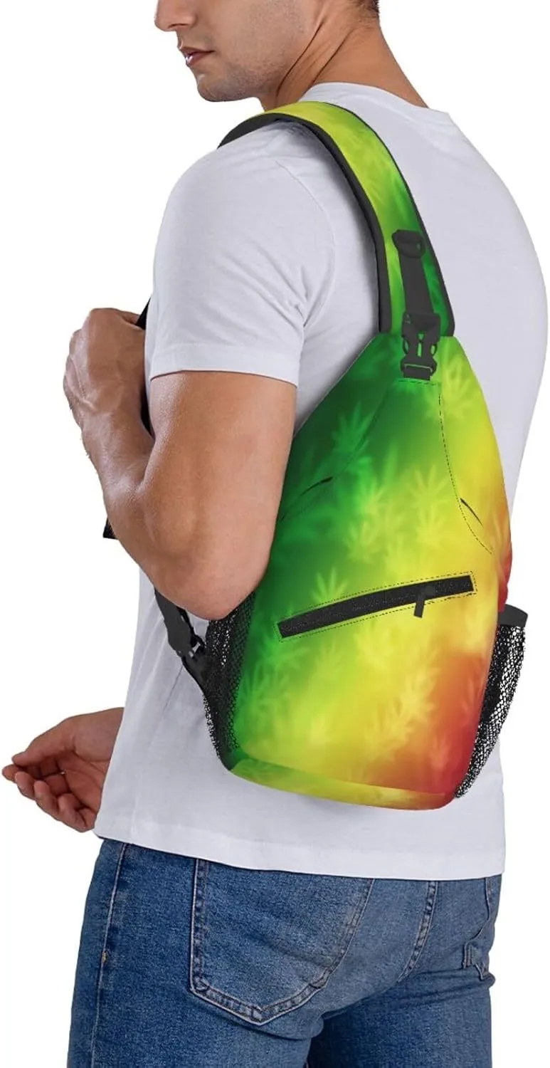 Marijuana Leaf Leaves Chest Bags Crossbody Sling Bag Shoulder Bag Travel Hiking Daypack For Men Women
