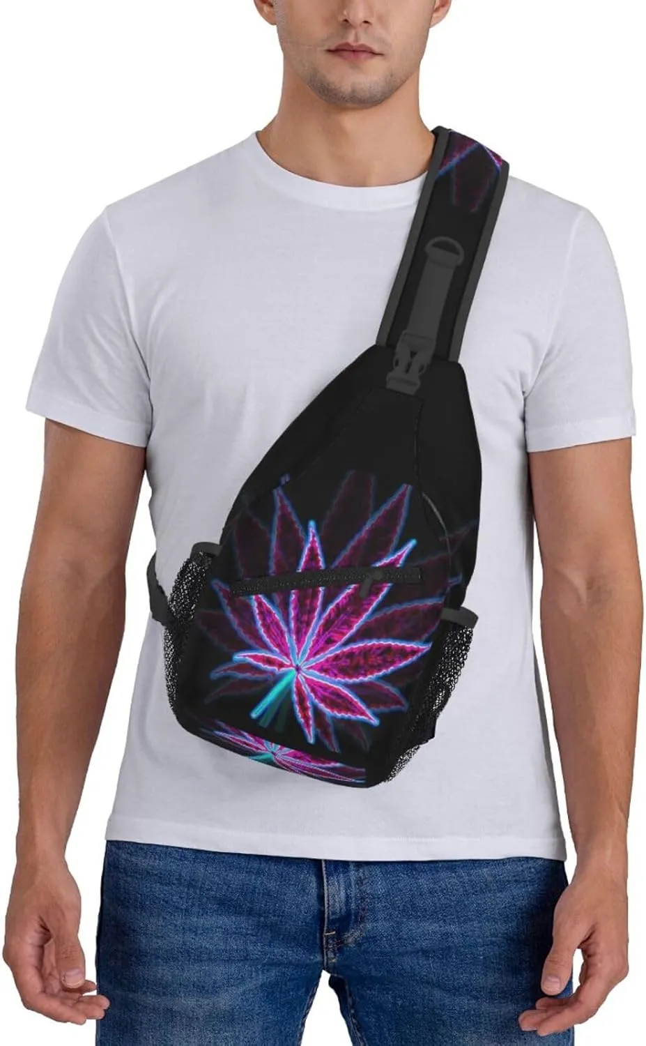Marijuana Leaf Leaves Chest Bags Crossbody Sling Bag Shoulder Bag Travel Hiking Daypack For Men Women