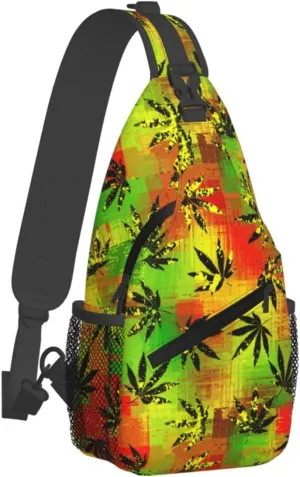 Marijuana Weed Leaf Chest Bags Crossbody Sling Bag Shoulder Bag Travel Hiking Daypack For Men Women