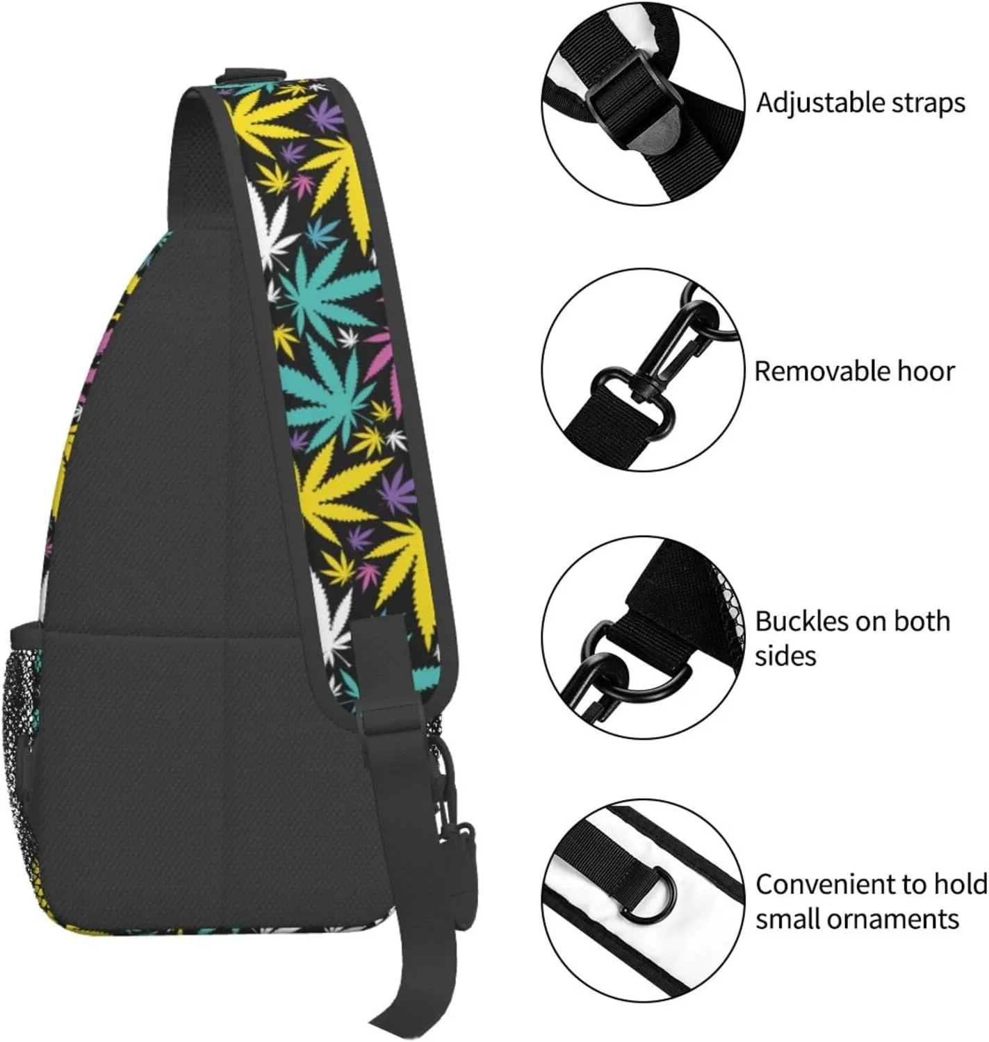 Marijuana Weed Leaf Chest Bags Crossbody Sling Bag Shoulder Bag Travel Hiking Daypack For Men Women
