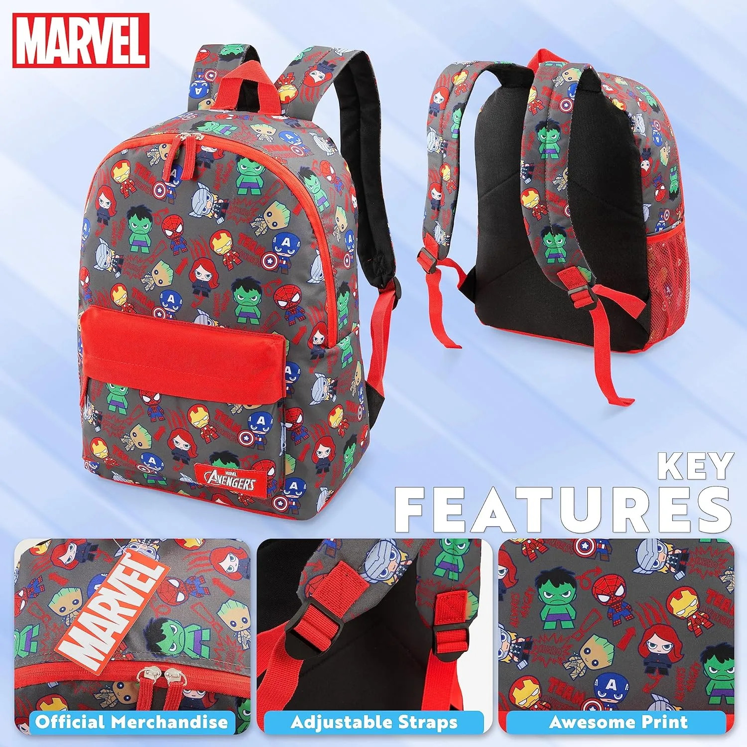 Marvel Backpack - Bags for Travel, Sports Rucksack Gifts (Aop Avengers)