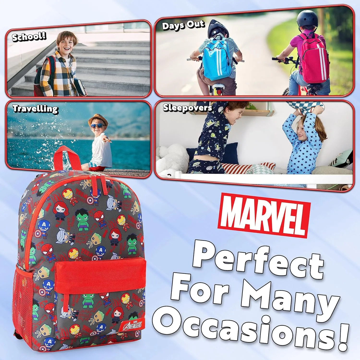 Marvel Backpack - Bags for Travel, Sports Rucksack Gifts (Aop Avengers)