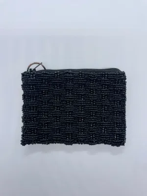 Matte Black Basket Weave Coin Purse