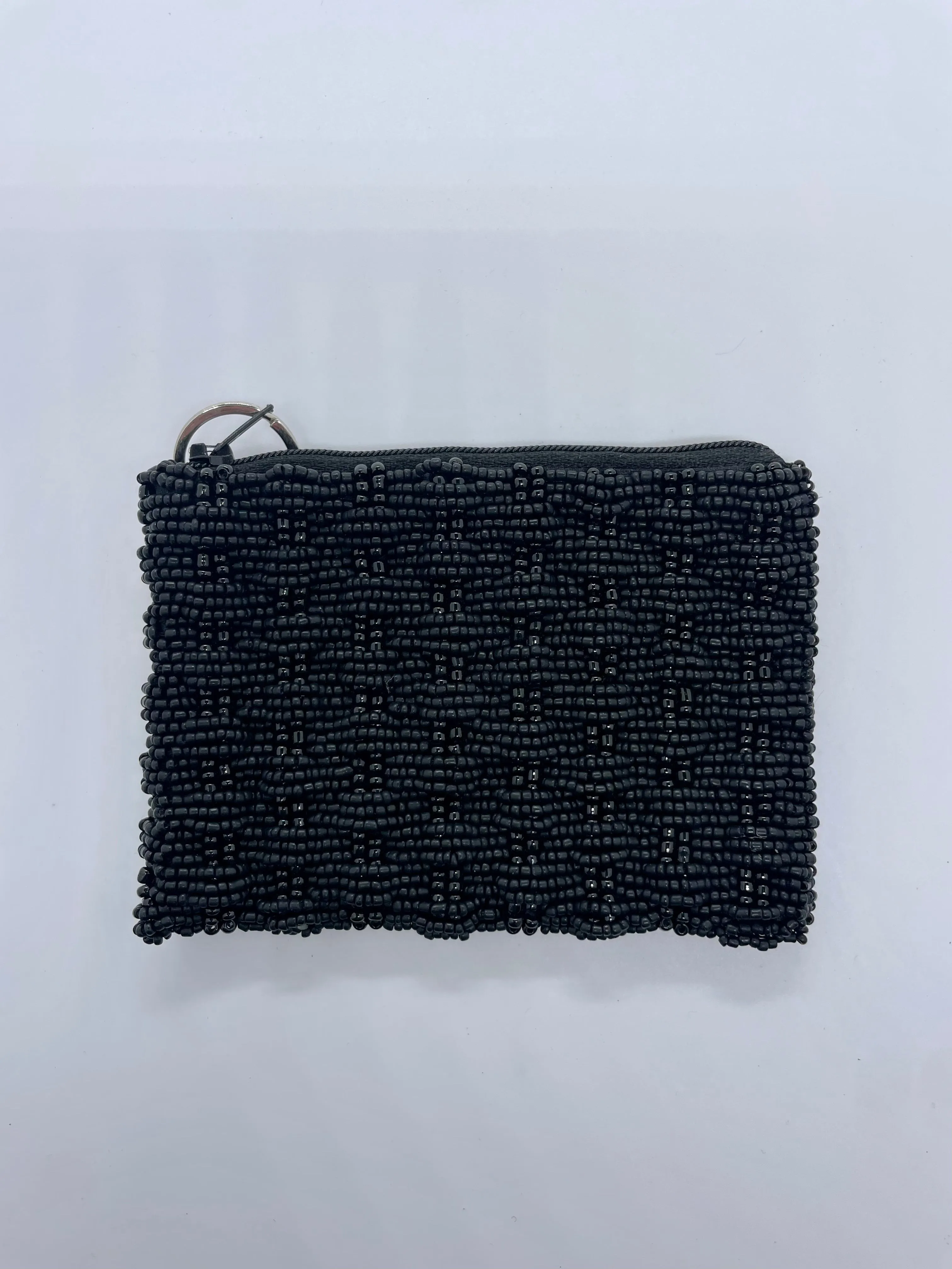 Matte Black Basket Weave Coin Purse
