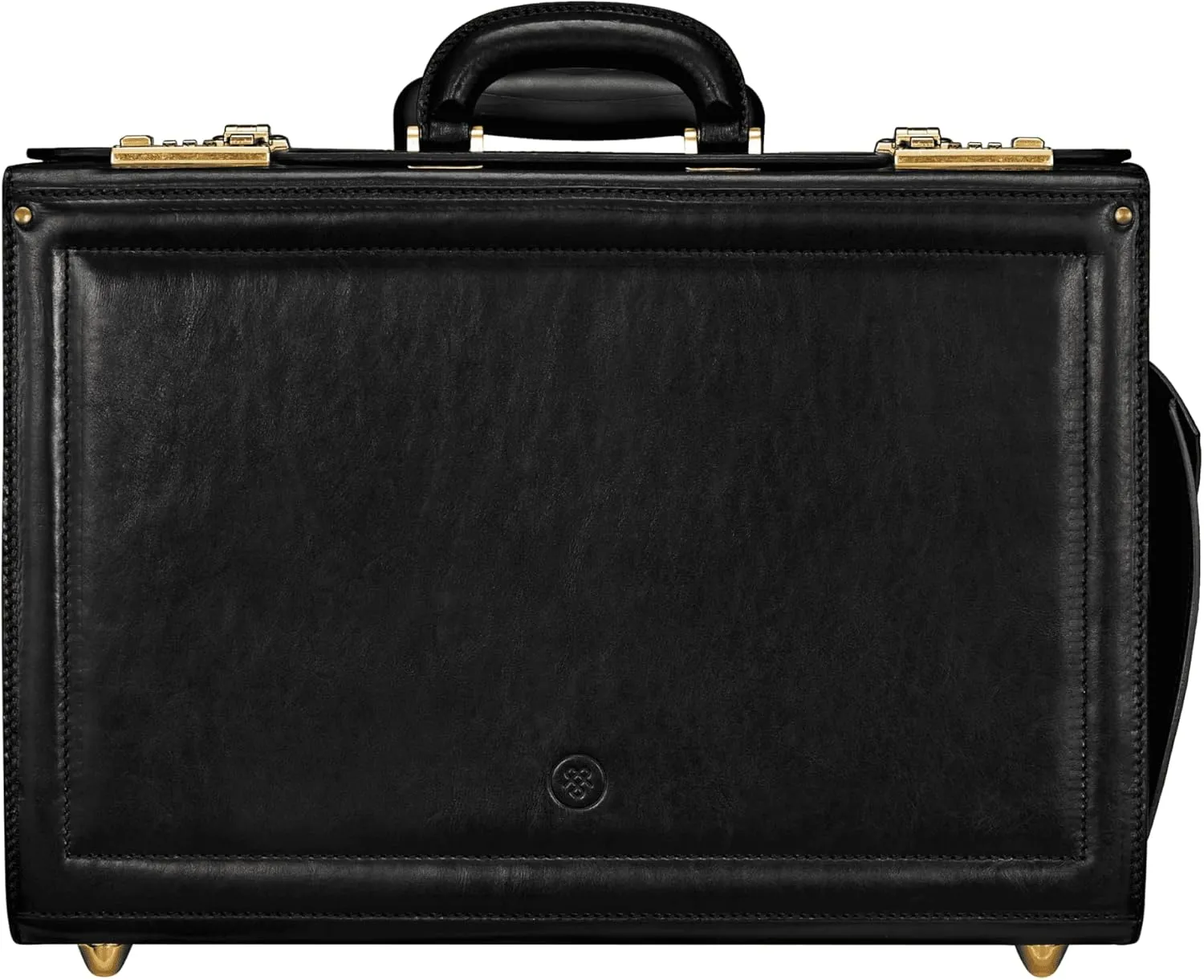 Maxwell Scott - Mens Luxury Leather Rolling Wheeled Pilot Briefcase/Catalog Case and Combination Lock - The VareseW Black