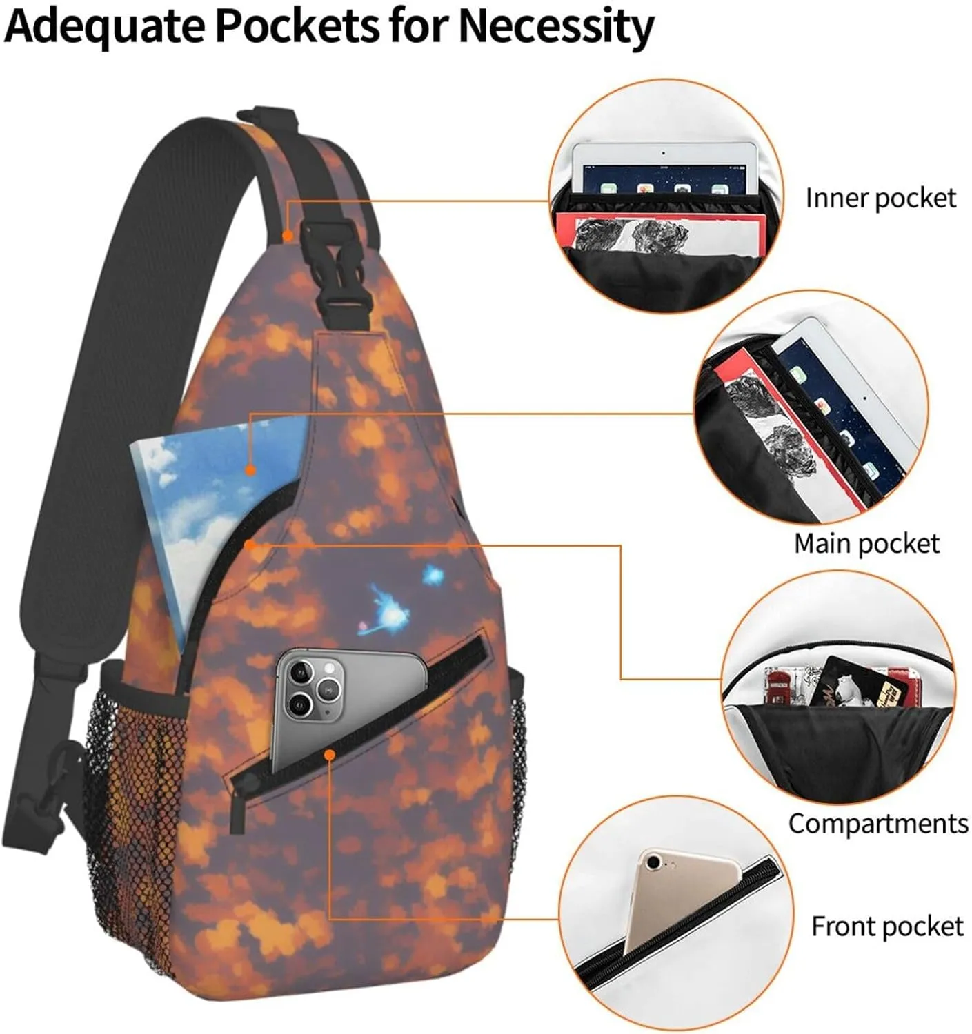 Mechanical Gold Disc Sling Bag For Women Mencross Sling Bag Fashion Crossbody Shoulder Bag Chest Bag For Hiking Travel