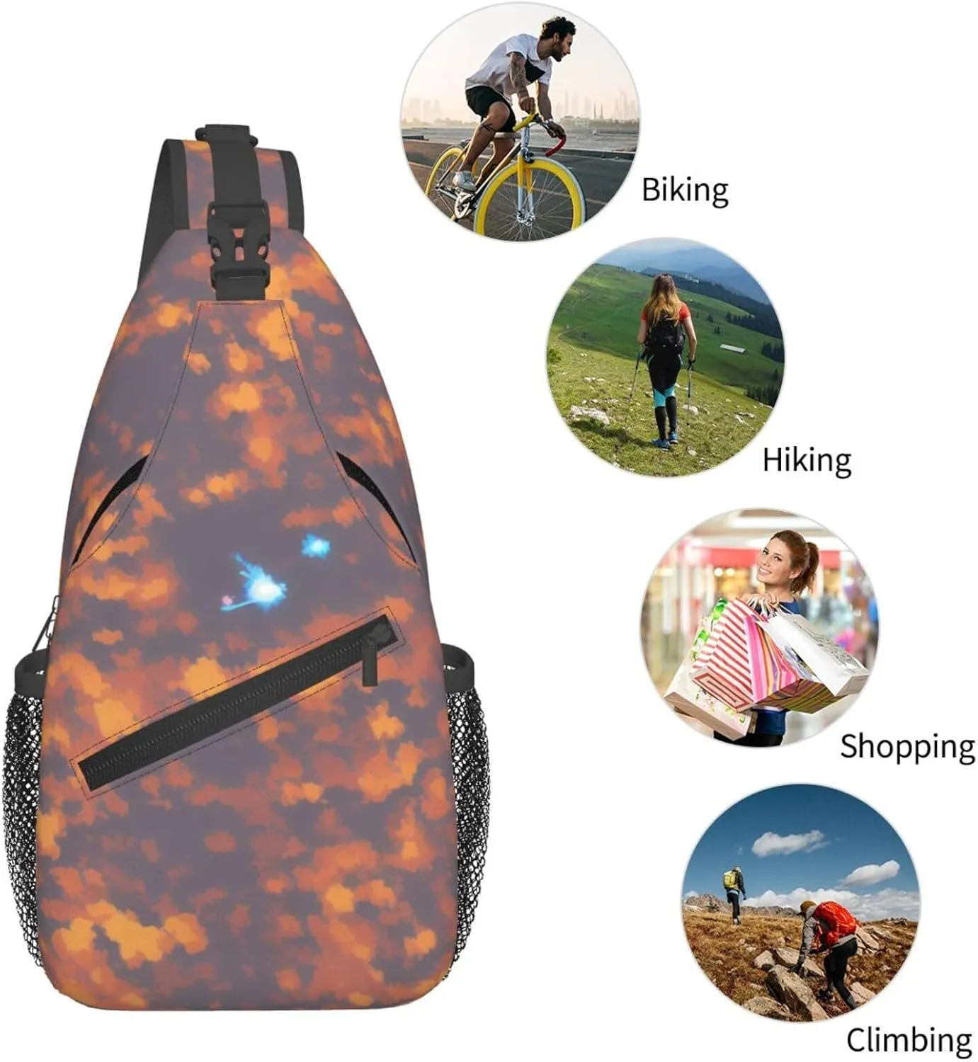 Mechanical Gold Disc Sling Bag For Women Mencross Sling Bag Fashion Crossbody Shoulder Bag Chest Bag For Hiking Travel
