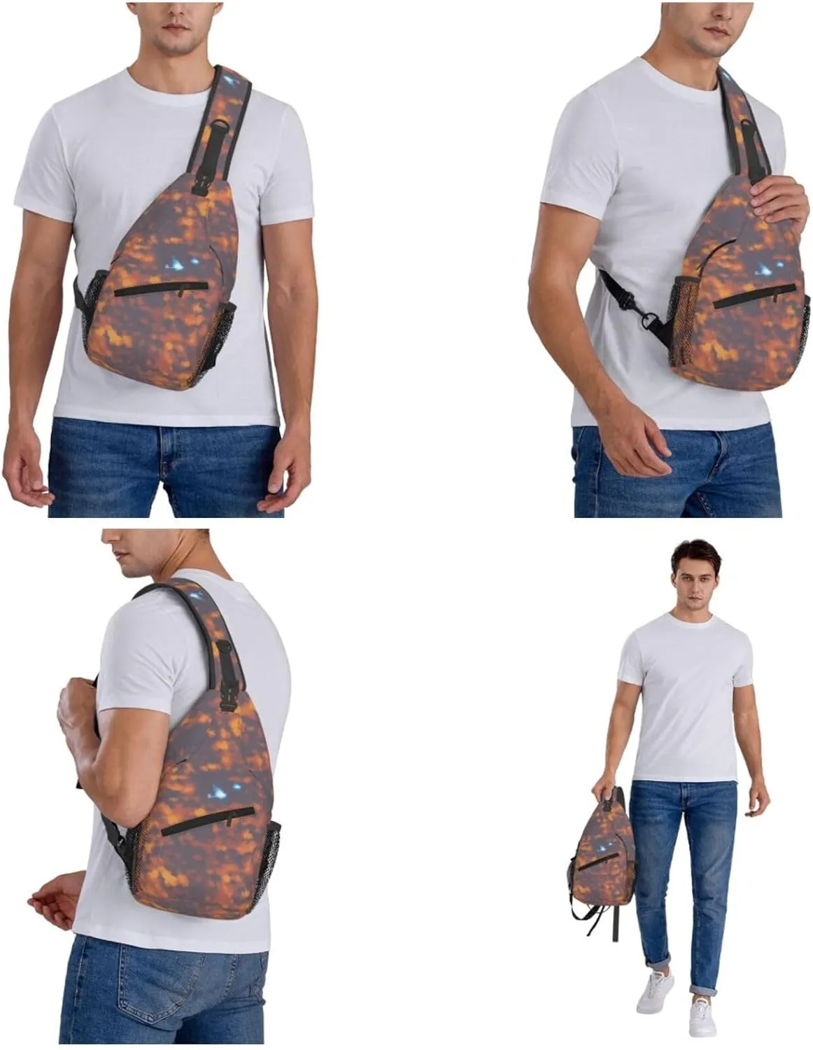 Mechanical Gold Disc Sling Bag For Women Mencross Sling Bag Fashion Crossbody Shoulder Bag Chest Bag For Hiking Travel