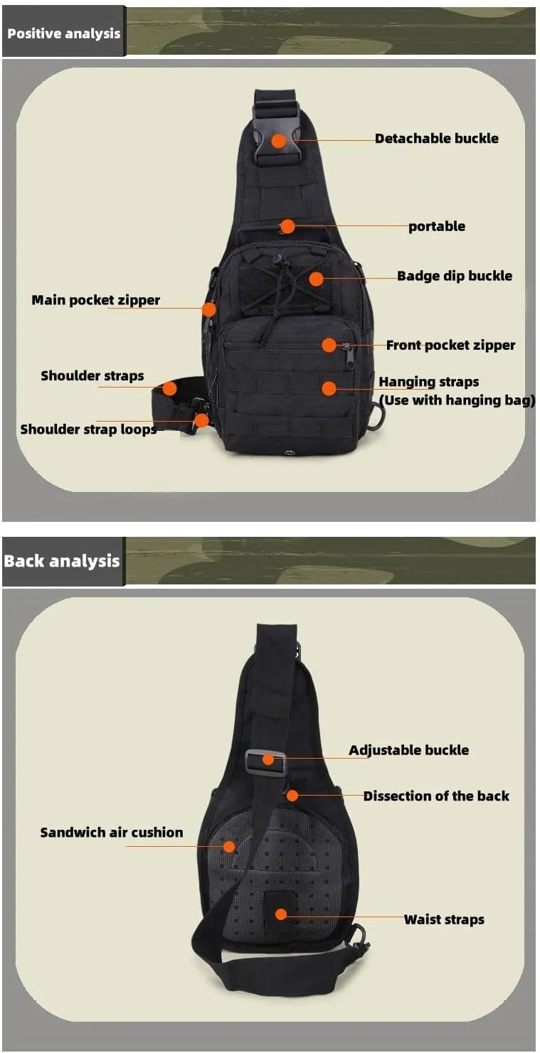 Men's Chest Bag Oxford Bag Crossbody Bag Shoulder Bag Korean Version Small Backpack Casual Belt Bag (Black python pattern)
