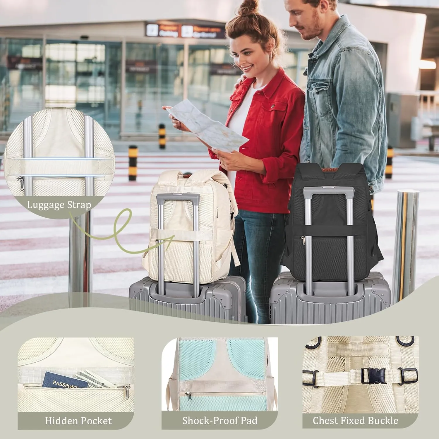Mens Womens Carry On Backpack for Airplanes Personal Item Travel Bag Frontier Spirit Airlines Personal Item Bag 18x14x8 Personal Item Backpack With Laptop Compartment Up to 17" for Women Men
