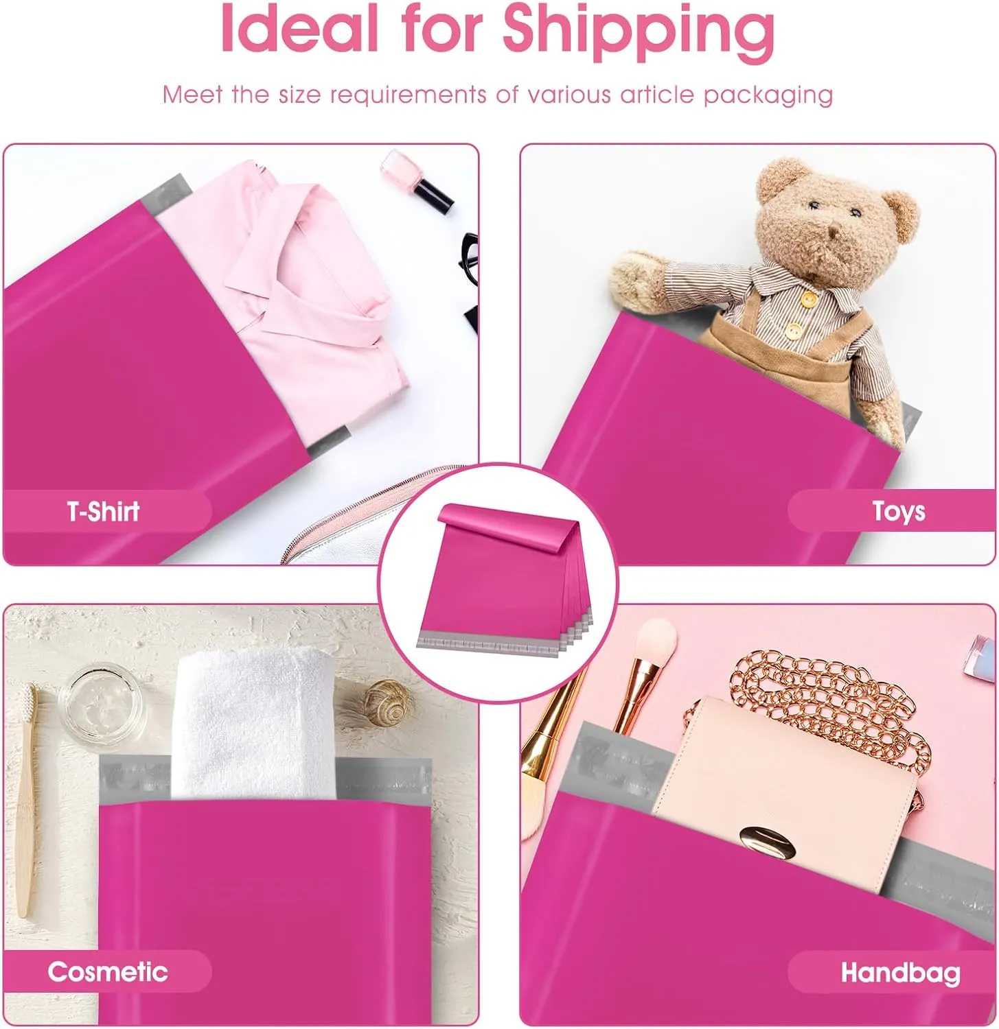 Metronic Poly Mailers 10x13 100 Pcs, Large Shipping Bags for Clothing | Strong Adhensive Mailing Bags for Small Business, Shipping Envelopes, Tear-resistant Packing Bags in Pink