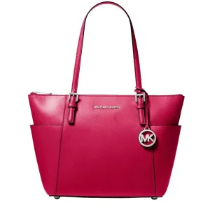 Michael Kors Jet Set Leather East West Top Zip Tote Bag in Dark Raspberry