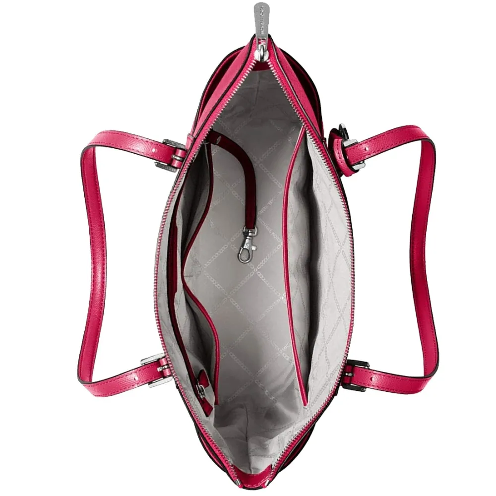 Michael Kors Jet Set Leather East West Top Zip Tote Bag in Dark Raspberry