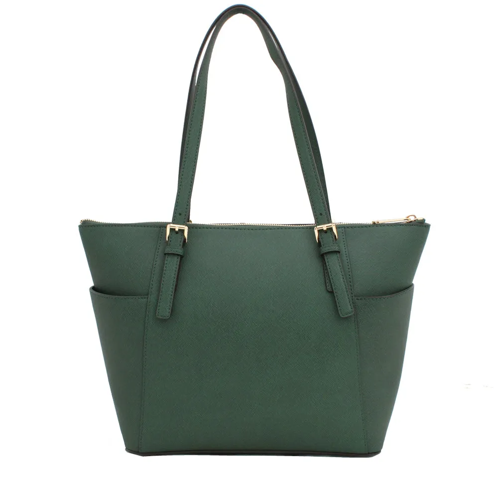Michael Kors Jet Set Top-Zip Saffiano Leather East West Tote Bag- Admiral