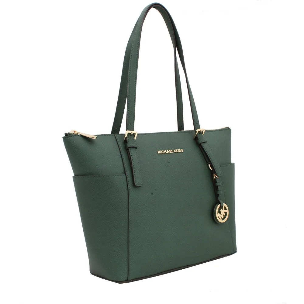 Michael Kors Jet Set Top-Zip Saffiano Leather East West Tote Bag- Admiral