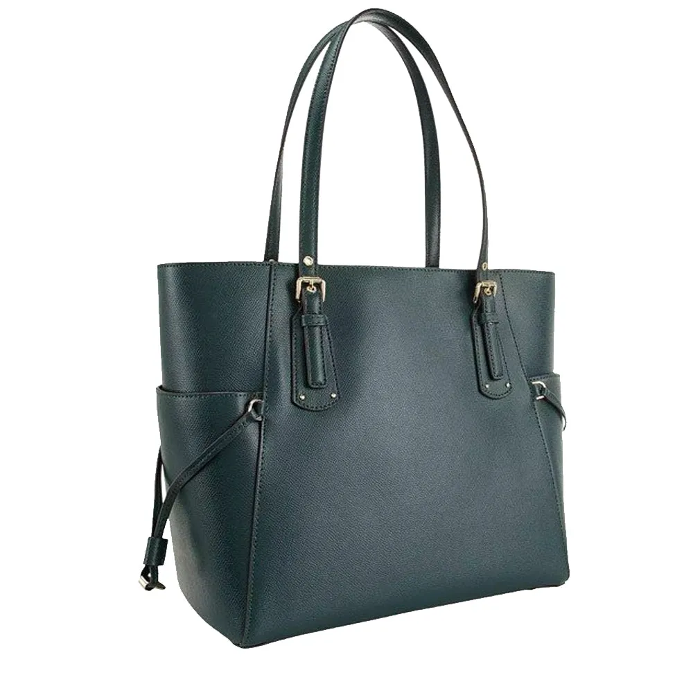 Michael Kors Voyager Small Crossgrain Leather Tote Bag- Dark Atlantic