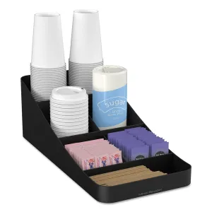 Mind Reader Trove Seven-Compartment Coffee Condiment Organizer, 7.75 x 16 x 5.25, Black