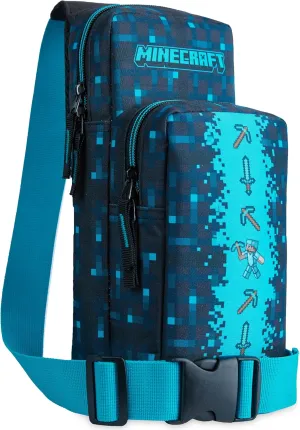 Minecraft Crossbody Bag for Boys Teens Creeper Sling Bag Chest Bag for Travel (Blue)