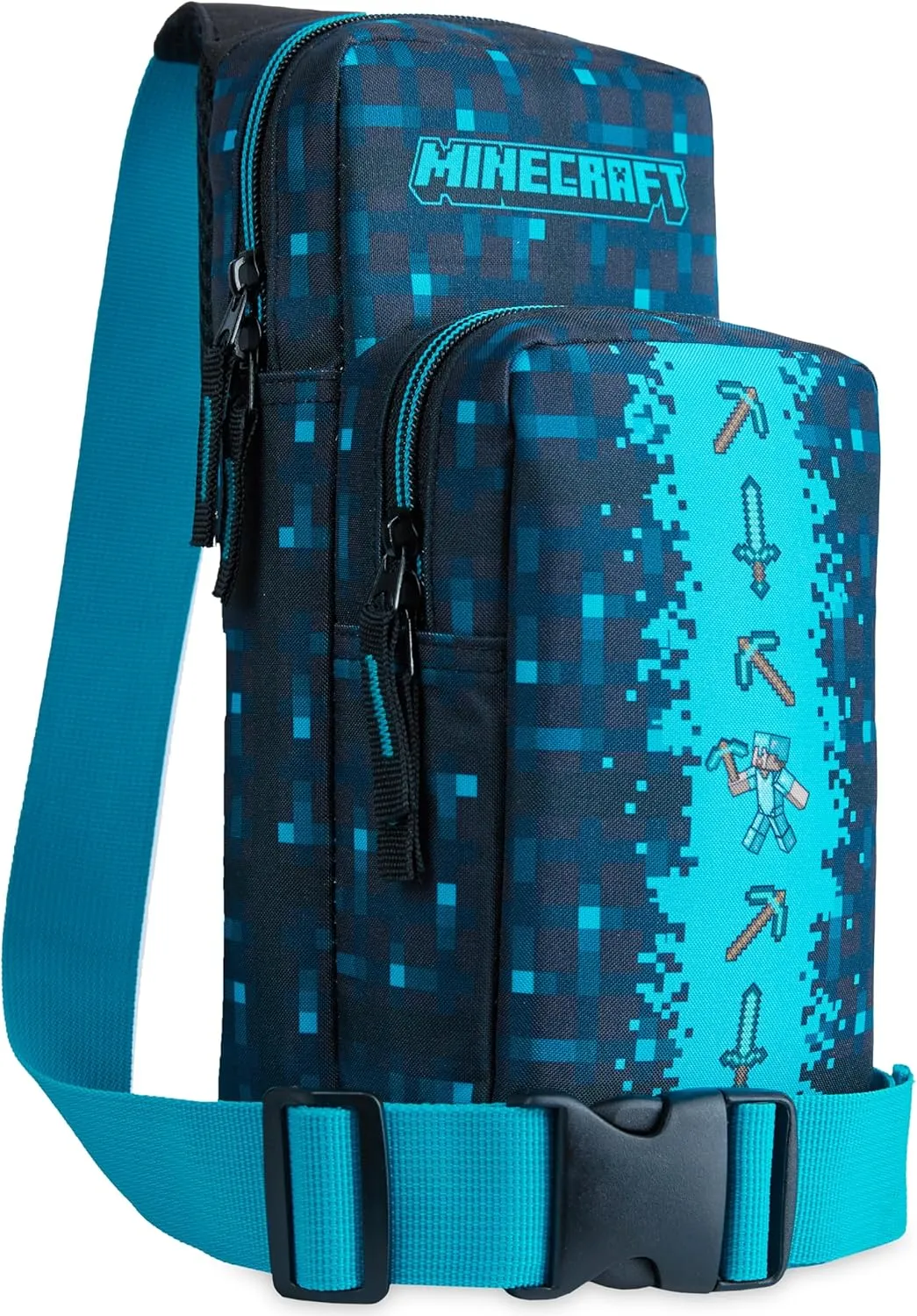 Minecraft Crossbody Bag for Boys Teens Creeper Sling Bag Chest Bag for Travel (Blue)