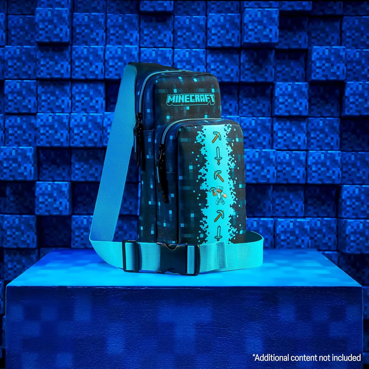 Minecraft Crossbody Bag for Boys Teens Creeper Sling Bag Chest Bag for Travel (Blue)