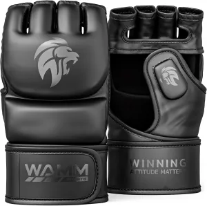 MMA Gloves - for Men & Women - MAXForce EVE Anti-Injury Shock Absorb Boxing Gloves Kickboxing Gloves - Half Finger, Open Palm for Muay Thai, Sparring, Punching Bag