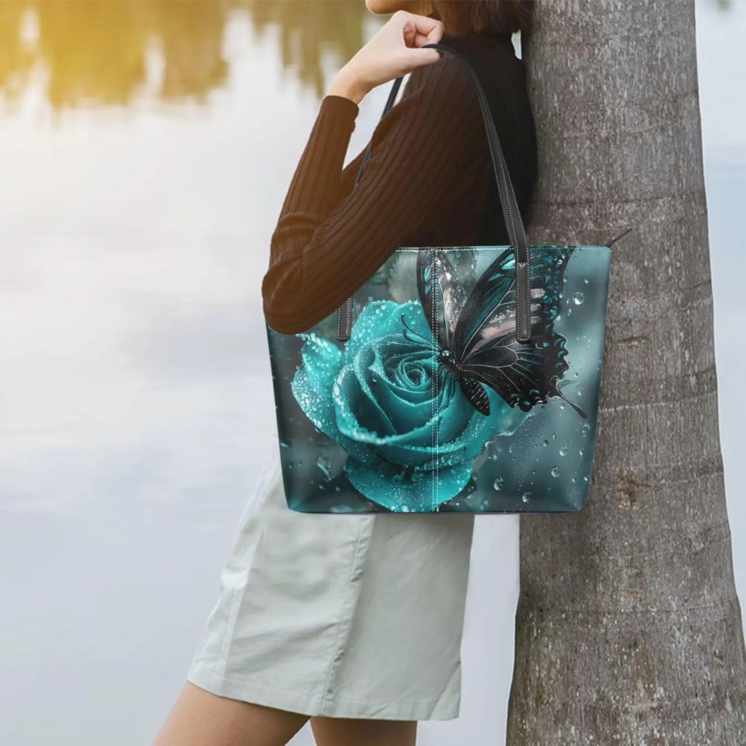 MNSRUU Boho Tote Bag Butterfly Starlight Travel Women Purses and Handbags