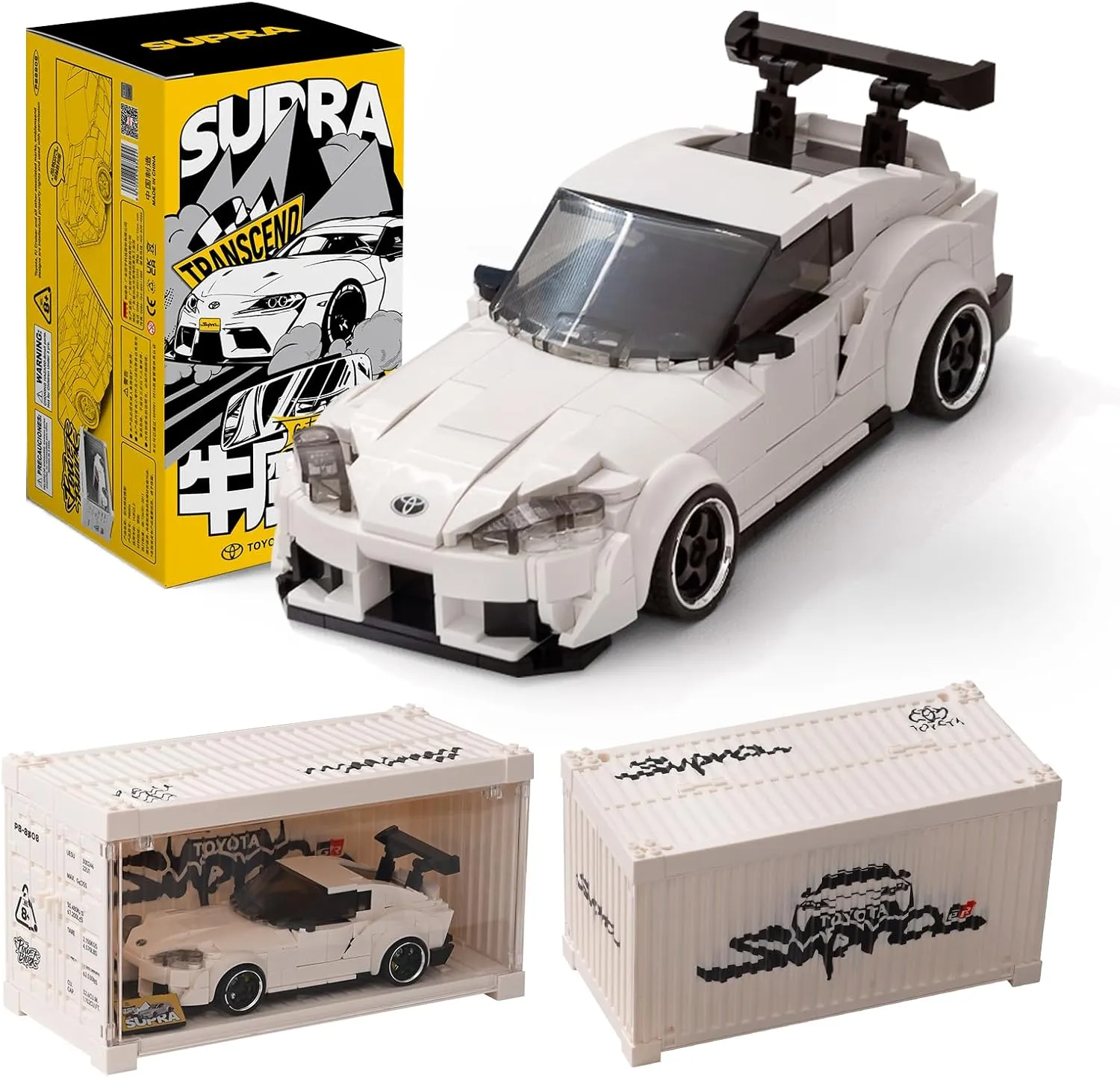 MOCBROPCS Toyota Supra Building Car with Display Container, Toyota Officially Licensed, Compatible with Speed Champions Sports Racing Car, Building Toys for Adults and Kids Boys Aged 8-16 (367PCS)