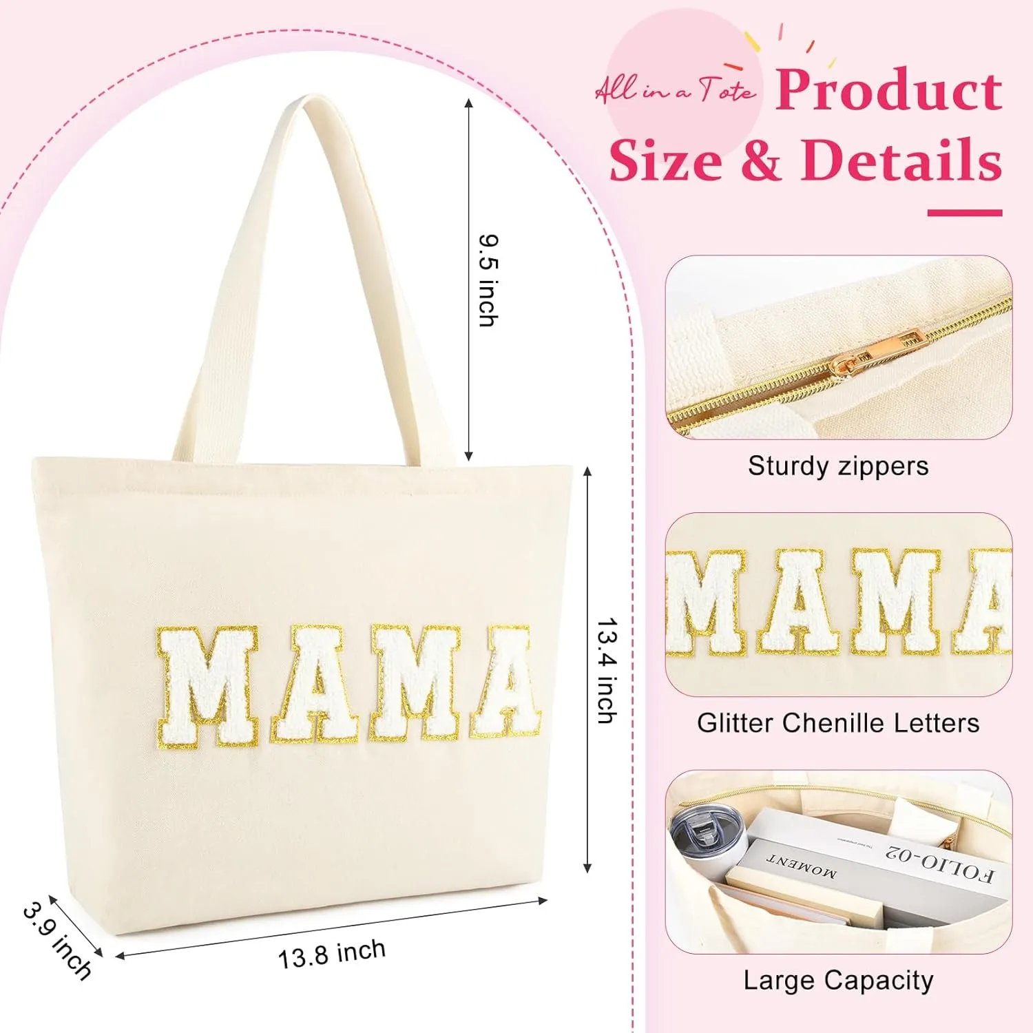 Mom Mama Bag Mother Gifts New Mom gifts Birthday Gifts for Mom Hospital Tote Bag Women Labor Delivery Bag Pregnant Mom Gift Soccer Mom Essentials Pregnancy Must Haves Mom Bags for Everyday Shopping